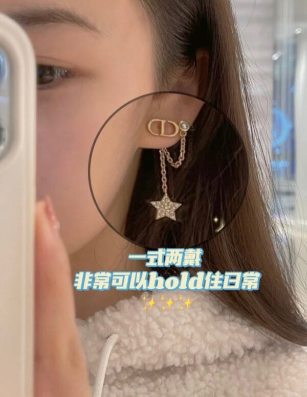 DIOR NEW CD Star pendant earrings