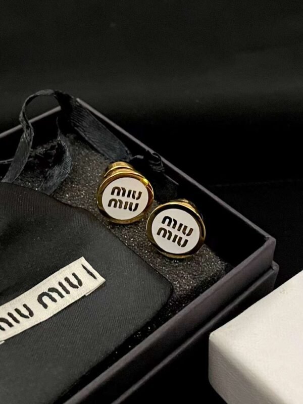 MIUMIU Round white enamel stud earrings