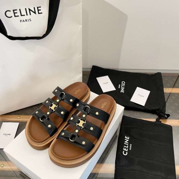 CELINE - TIPPI SLIDE IN CALFSKIN - VEGETAL TANNING DARK BROWN